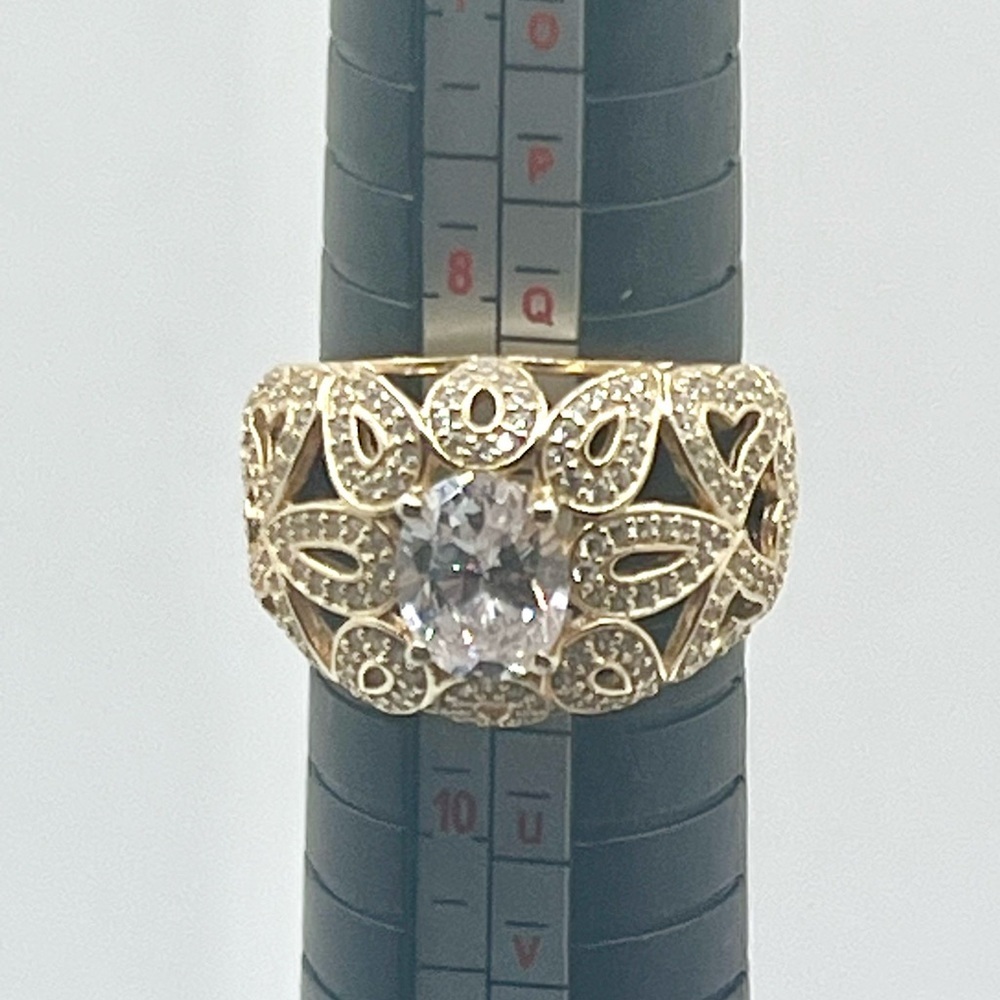 Bella Luce Gold Over Sterling Silver CZ Statement Ring - Size 8